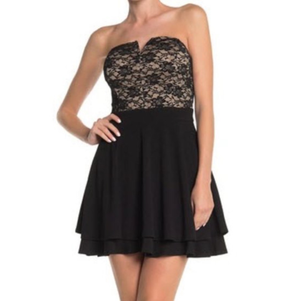 Love Nickie Lew Mini Strapless Lace Dress 0825